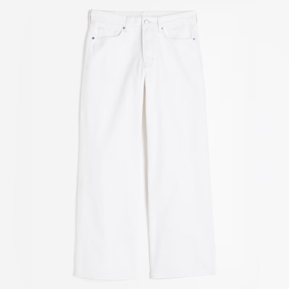 NWT! H&M curvy fit baggy wide white jeans